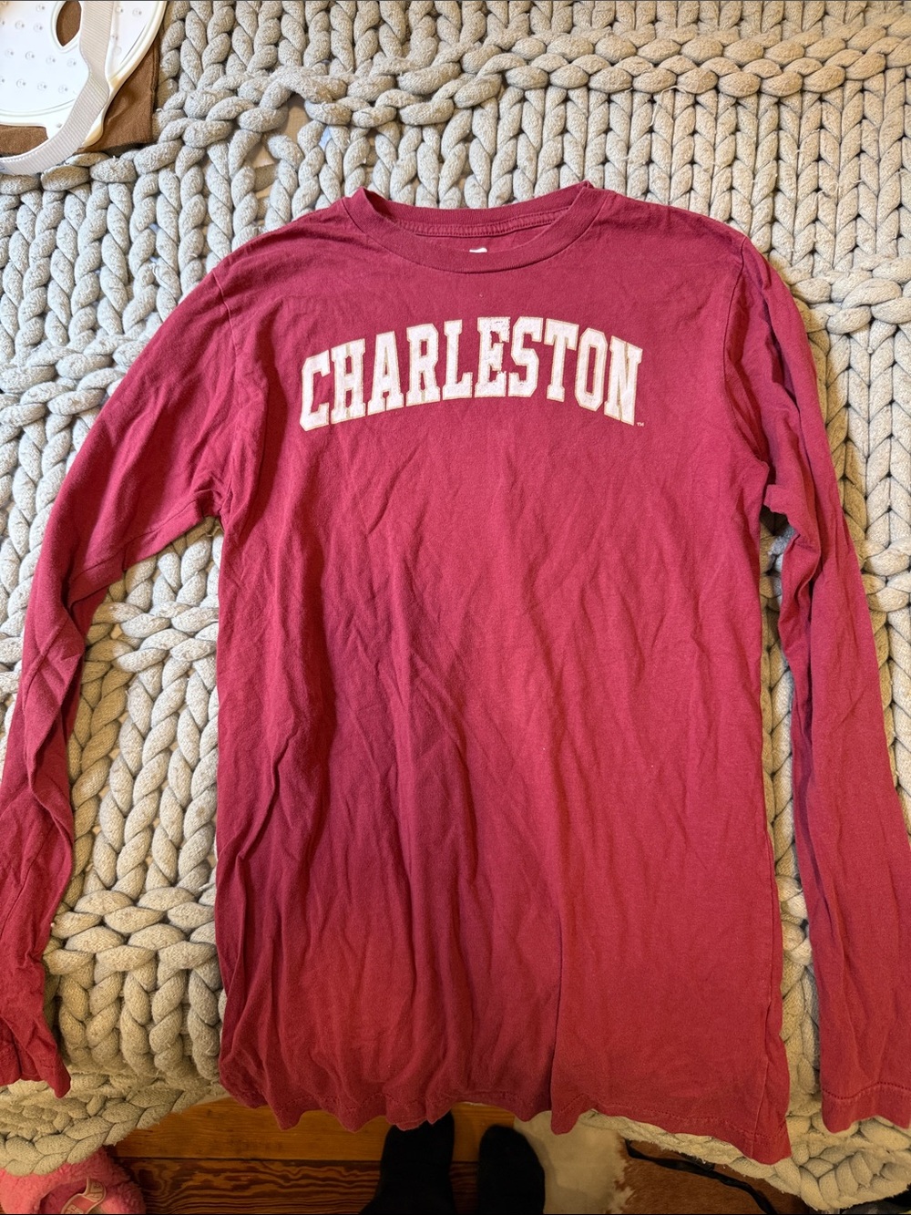 Fanatics Charleston Long Sleeve Tee in Maroon with White Print